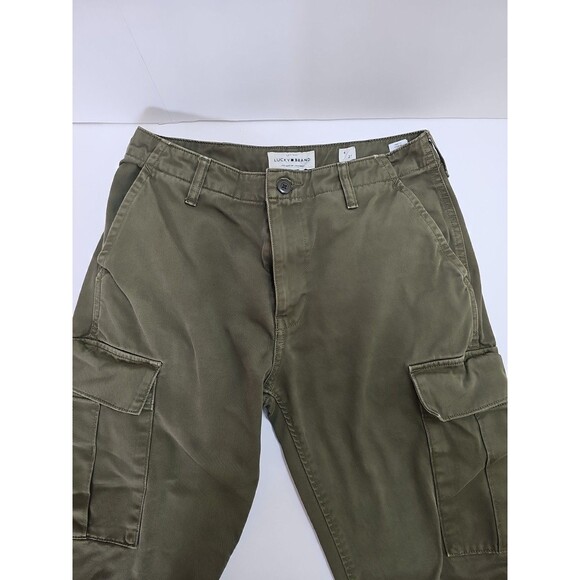 Lucky Brand Olive Green Cargo 100% Cotton Pants- Sz: 4/27 - Picture 1 of 9